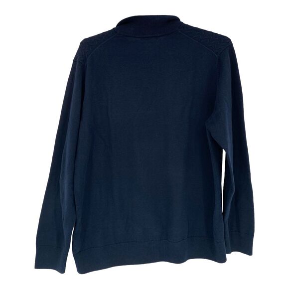 Alan Flusser Sweater Men's Size 1/4 Button Up Blue Cotton Pullover XL - Picture 7 of 7